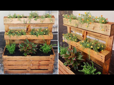 Creatieve manier om Pallets Upcycle in bloemen plantenbak | DIY Garden-ideeën