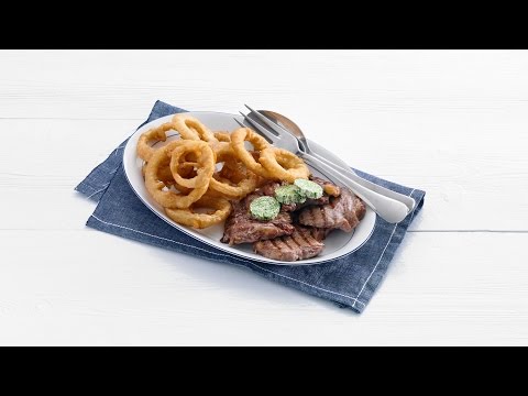 Steak met gefrituurde uienringen - Allerhande